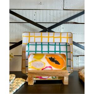 ถาดเสิร์ฟเหล็กชุบสังกะสีทนทานพร้อมลายดอกไม้ ถาดจัดระเบียบบนเคาน์เตอร์สำหรับเสิร์ฟอาหารในครัว บาร์ หรือร้านกาแฟ - Product Image 2