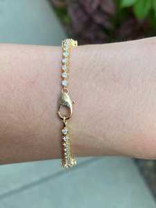 Pulsera de Diamantes Redondos de 2ct Cultivados en Laboratorio, Elegante y Única, para Uso Diario, Solitario, para Novia, Boda, Oro Sólido de 14k - Product Image 3