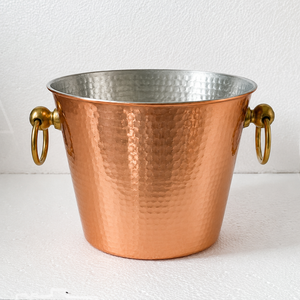 Cubo enfriador de vino de cobre martillado con asas de latón y revestimiento de acero inoxidable, enfriador de bebidas para fiestas, bares y hoteles - Product Image 2
