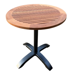 <span class=keywords><strong>Table</strong></span> <span class=keywords><strong>de</strong></span> patio <span class=keywords><strong>ronde</strong></span> en teck avec base en aluminium moulé noir pour <span class=keywords><strong>salon</strong></span> <span class=keywords><strong>de</strong></span> <span class=keywords><strong>jardin</strong></span> - Product Image 3