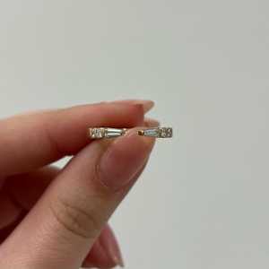 Baguette Princess Cut Lab Grown Diamond Open Stackable <b>Ring</b> Art Deco <b>Stacking</b> Matching Bridal Bands 14K 18K Solid Gold Wholesale - Product Image 5