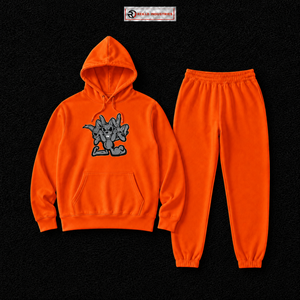 Conjunto Deportivo para Hombre con Sudadera con Capucha y Estampado Gráfico Naranja, Pantalones Jogger, Ropa Deportiva Casual, Venta al Por Mayor - Product Image 5