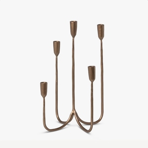 En gros, Candelabre sculptural multi-bras en métal bronze rustique à 5 tubes, Porte-bougie, Centre de table, Décoration intérieure - Product Image 2
