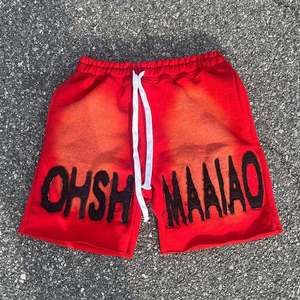 Shorts de sport décontractés en molleton de coton pour hommes, style motard, streetwear Y2K, délavé à l'acide, pour la gym et le basketball - Product Image 1