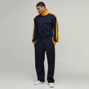 Top Selling Custom Logo Panelled Funnel Neck <b>Hoodie</b> & Jogger 2 Pieces Set Men's Tracksuit Breathable Gymwear Men's Sweatsuits - Product Image 1