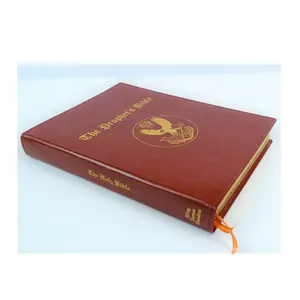 アートペーパーパーソナライズされた聖書の本のストックとフルエンボスPUレザーカスタム聖書印刷カバー