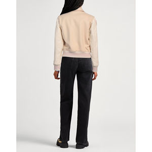 Promoción: Chaqueta de Cuero Genuino Negra para Mujer, Corte Ajustado, Estilo Motero con Detalles en Mezclilla, para Primavera y Otoño - Product Image 3