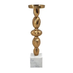 Golden Candlestick <b>Holder</b> with <b>Marble</b> Base Durable Home Decoration - Product Image 1