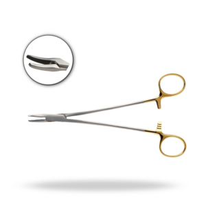 Portaagujas curvo Heaney de 21 cm, instrumento quirúrgico para neurocirugía y columna vertebral, para sutura. - Product Image 1