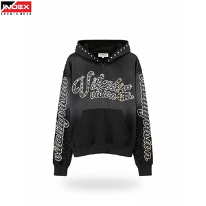 Proveedor de Sudaderas con Logotipo Personalizado en EE. UU., Sudadera con Estampado Puff, Pedrería y Efecto Desgastado, Directo de Fábrica - Product Image 1