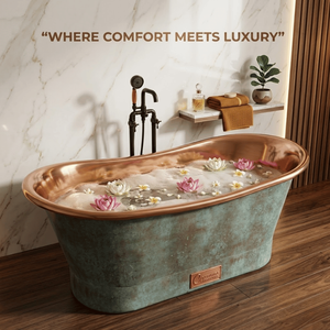 Bañera independiente de cobre de lujo hecha a mano |   Bañera de Hidromasaje Premium con Acabado en Cobre Antiguo para un Baño Moderno Estilo Spa - Product Image 5