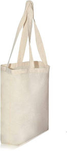 Sacs à provisions en toile de coton réutilisables biodégradables organiques Conception de poignée de bande à la mode avec impression personnalisée - Product Image 4