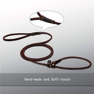 Luxury Soft Genuine Leather <b>Dog</b> <b>Leash</b> Heavy Duty Braided Pet Lead Padded Handle Adjustable Solid Brass Hook Lace Fashion Simple - Product Image 5