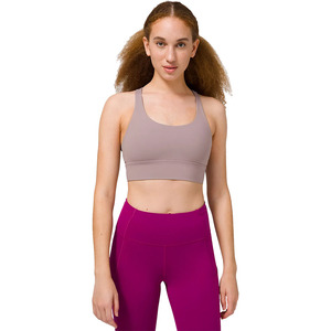 Women's Customized Fitness Logo Design Breathable Running Sports Padded <b>Bra</b> Medium Support <b>Racerback</b> 100% Nylon Yoga Vest Tank - Product Image 5