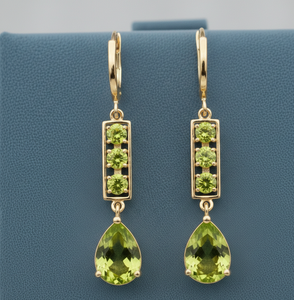 ต่างหูดีไซน์หยดน้ำสีเขียว ยาว 6 นิ้ว เงินแท้ 925 ชุบทอง 18K เครื่องประดับหรูหราโดดเด่น - Product Image 3