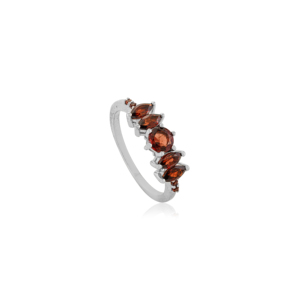 Anillo de Media Eternidad de Plata de Ley 925 con Granate, Corte Oval y Marquesa, Diseño Único, Joyería Fina al por Mayor, Precio de Fábrica - Product Image 1