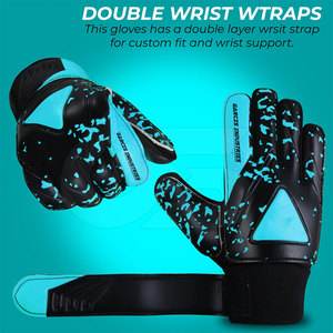 Gants de gardien de but en cuir durable avec sangle de poignet réglable, antidérapants, imperméables - Utilisation en extérieur en stock - Product Image 3