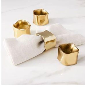 Square Shape Luxury Napkin Rings Set of 2 <b>Hand</b> <b>Casted</b> Technique Gold Color Table Decoration Napkin Ring For Wedding Event decor - Product Image 3