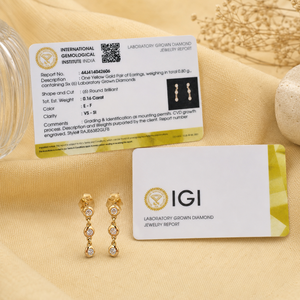 ต่างหูเพชรเลี้ยงในห้องปฏิบัติการ ทองคำแท้ 10 กะรัต รับรองโดย IGI ทรงหยดน้ำ ทรงกลมเจียระไนแบบบริลเลียนท์ ดีไซน์ทันสมัย เหมาะสำหรับงานแต่งงาน งานปาร์ตี้ เครื่องประดับสำหรับผู้หญิง - Product Image 5