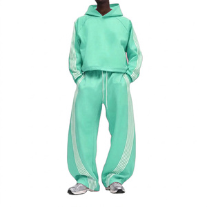 Ensemble de survêtement streetwear homme surdimensionné de haute qualité en molleton bouclette épais, comprenant un sweat à capuche uni et un pantalon de jogging large, 2 pièces - Product Image 3