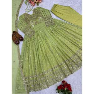 Ensemble robe et pantalon Anarkali pour femmes, vêtements de soirée, avec un magnifique dupatta - Product Image 1