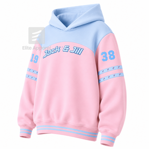 Sudadera personalizada Jack and Jill of America con logo bordado en la parte delantera, color azul cielo y rosa, manga larga, de algodón, para mujer. - Product Image 2