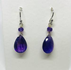 Boucles d'oreilles pendantes en améthyste, argent sterling 925, cristal naturel facetté, pierre de naissance de février, cadeau de bijoux - Product Image 5