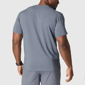 T-shirts à manches courtes pour hommes, couleur unie, logo personnalisé, respirants, 100% coton, pour adultes - Product Image 2