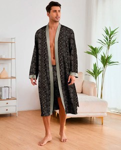 <b>Men's</b> Summer Breathable Knitted Polyester/Cotton Anti-Bacterial Quick Dry Eco-Friendly Long Sleeve Sleep <b>Top</b> Bathrobe <b>Pajamas</b> - Product Image 3