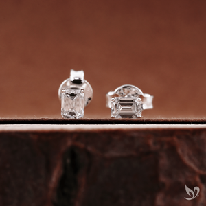 <b>Emerald</b> Cut Lab Grown Diamond <b>Stud</b> Earrings Prong Set IGI Certified 925 Sterling Silver Everyday Jewelry - Product Image 1