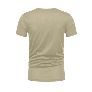 Camiseta de Hombre con Textura Tejida, Cuello Redondo, Color Sólido, Impresión de Logotipo Personalizado, Camiseta Urbana, Camiseta Informal para Hombre - Product Image 2