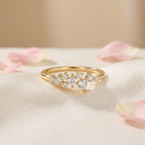 Anillo de compromiso romántico de oro amarillo con racimo de diamantes redondos para mujer, joyería de compromiso con piedra natural de color G - Product Image 4