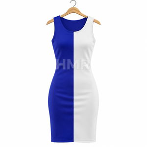 HMR Sorority Sisterhood Color Block Bodycon <b>Dress</b> O-Neck Sleeveless Fitted Knee-Length Modern <b>Romantic</b> Office Wear - Product Image 5