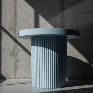 Table basse ronde moderne avec une jambe en forme de pilier, couleur brun clair, matériaux durables en bois de caoutchouc et en chêne, design luxueux - Product Image 6