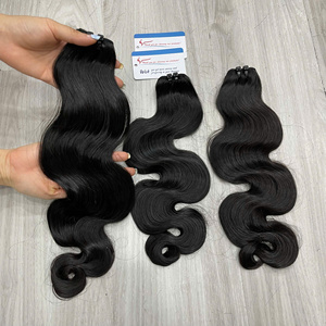Hot Trendy Super Double Drawn Steam <b>Body</b> <b>Wave</b> Weft Jet Black 100% Vietnamese Human Hair Drop Shipping - Product Image 6