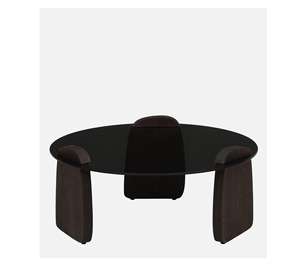 Mesa de Centro con Tapa de Cristal y Base de Madera Moderna, Mesa de Madera Sólida para Sala de Estar, Oficina, Hogar, Diseño de Muebles - Product Image 3