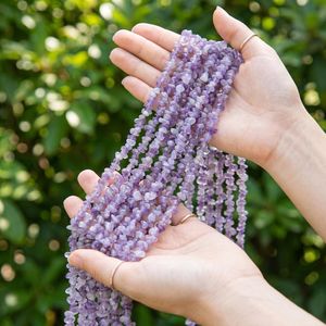Purple <b>Amethyst</b> Faceted Beads Loose Stone Strand for Jewelry Making Third Party Certified From Rajasthan - Product Image 1