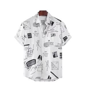 เสื้อเชิ้ตแฟชั่นสไตล์ลำลองสำหรับผู้ชาย แขนสั้น ผ้าโพลีเอสเตอร์ ระบายอากาศได้ดี พิมพ์ลายทั่วตัว เหมาะสำหรับฤดูร้อน - Product Image 1