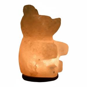 Natural Himalayan Salt Lamp with Wooden Base and <b>Light</b> <b>Bulb</b> Hand Carved Natural Himalayan Salt Crystal Lamp - Product Image 4
