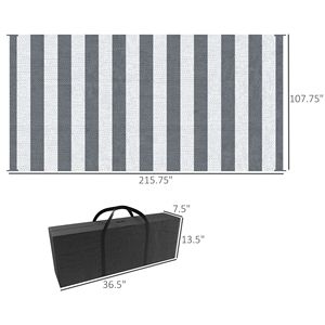 Tappeto Grigio Bianco 9x18 per Esterni, Camper e Patio con Borsa per il Trasporto, Tappeto in Polipropilene per Interni e Sala da Pranzo, Motivo per Corridoio in PVC Riciclato - Product Image 3