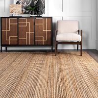 Handwoven Natural Jute Area Rug Solid Color Natural Fiber Carpet Boho Farmhouse Floor Mat For Living Room Decor