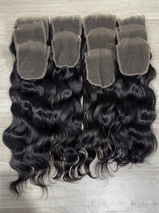 Haute Qualité 100% Brut Non Transformé Ondulé Extensions De Cheveux Humains Cuticule Aligné Fermeture HD Dentelle Grade Vierge FILM LACE Noir - Product Image 5