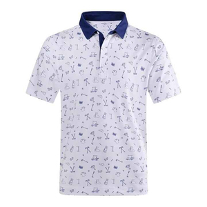 Polo Blanco Estampado para Hombre con Diseño de Golf, Manga Corta, Transpirable, Tejido de Punto, Estilo Casual - Product Image 5