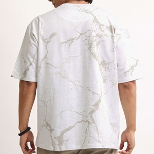 T-shirts décontractés tricotés imprimés à manches longues et épaules tombantes, grande taille, écologiques, nouvelle collection, meilleures ventes 2026, blanc pour hommes - Product Image 4