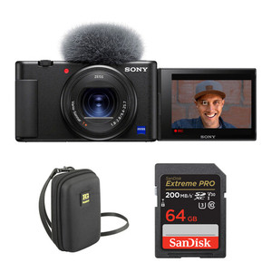 Appareil photo numérique instantané sans miroir ZV-1 avec double écran, capteur CMOS/CCD, zoom optique 41x-63x, pas cher (noir) - Product Image 1