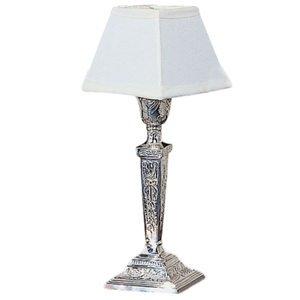 Lampe sur pied en bois rustique, style shabby chic, finition blanche vieillie, lampe sur pied sculptée, grande lampe sur pied avec abat-jour carré en tissu beige - Product Image 4