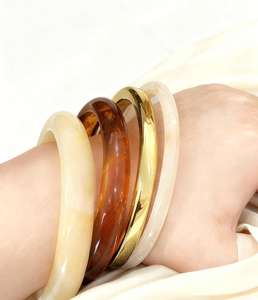 Handmade Durable Resin <b>Bracelets</b> with Floral Pattern <b>Adjustable</b> Size Modern Style for Women Daily Wear Accessories - Product Image 1
