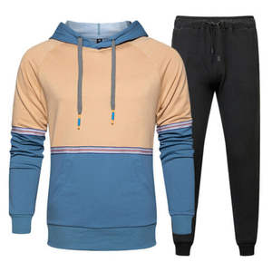 Conjunto Deportivo Personalizado para Hombre, Estilo Color Block, Sudadera con Capucha Raglán, Pantalones Jogger Oversize, Dos Piezas, Ropa Deportiva Informal de Felpa - Product Image 2