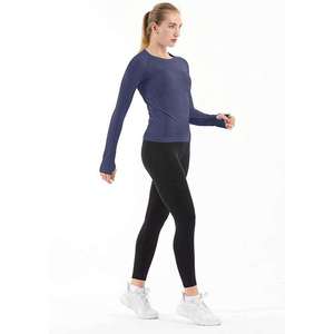 Women's Classic <b>Plain</b> Mesh <b>Long</b> <b>Sleeve</b> Slim Fit Compression T-Shirt with Custom Logo Option Breathable Sporty Gym Workout <b>Top</b> - Product Image 1