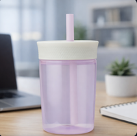 Vaso Reutilizable de Plástico Libre de BPA con Pajita, 450 ml